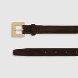 Nicola Leather Belt - Dark Brown Suede