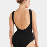 Coverage Square Neck Crinkle Swimsuit - Black