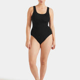 Coverage Square Neck Crinkle Swimsuit - Black