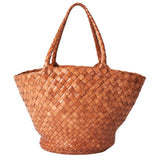 Egola Woven Leather Tote - Tan