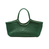 Nantucket Large Woven Leather Tote - Forest Green