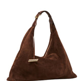 Pillow Hobo Suede Leather Bag - Dark Brown