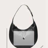 Moon Hobo Calf Leather Vintage Bag - Black