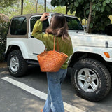 Egola Woven Leather Tote - Tan