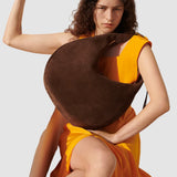 Moon Hobo Suede Leather Bag - Dark Brown