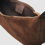 Moon Hobo Suede Leather Bag - Dark Brown