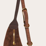 Moon Hobo Suede Leather Bag - Dark Brown
