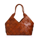 Castello Woven Leather Bag -Tan