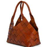 Castello Woven Leather Bag -Tan