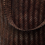 Oversize Triple Jump Weave Maxi Leather Shopper - Dark Brown