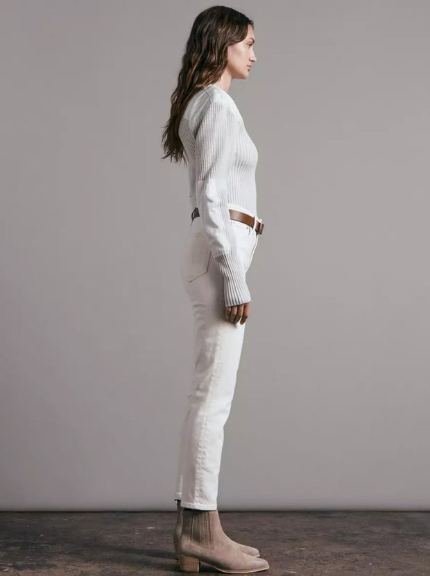 Nina High-Rise Ankle Straight Leg Jean - Ecru