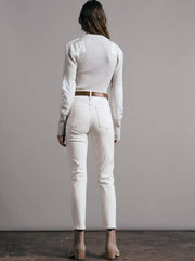 Nina High-Rise Ankle Straight Leg Jean - Ecru