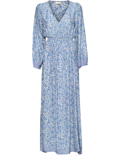April Maxi-Length Silk Dress - Gloriosa Print Cornflower