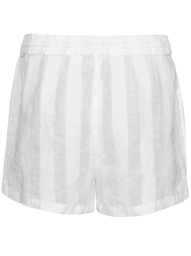 Charlie Linen Stripe Short - Marshmallow