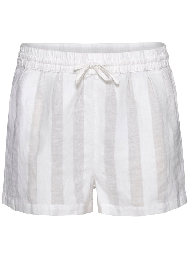 Charlie Linen Stripe Short - Marshmallow
