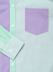Oxford Tunic-Linen Stripe Shirt - Mint/Seafoam/Amethyst