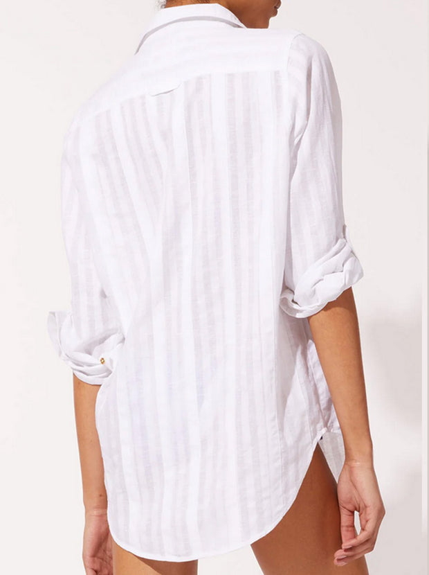 Oxford Tunic-Linen Stripe - Marshmallow