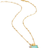Amazonite Lena Charm Necklace - Gold