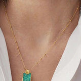 Amazonite Lena Charm Necklace - Gold
