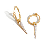Mini Pave Spike Charm Hoop Earrings - Gold