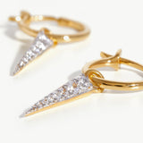 Mini Pave Spike Charm Hoop Earrings - Gold