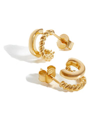 Radial Double Huggie Earrings - Gold