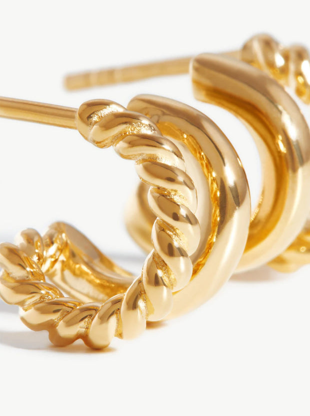 Radial Double Huggie Earrings - Gold