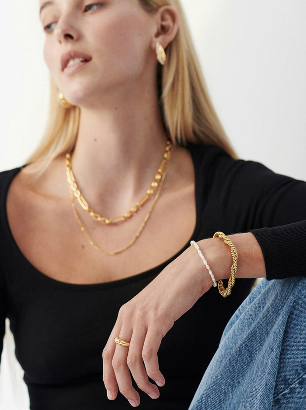 Seed Pearl Beaded Bracelet - Gold
