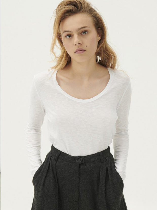 Jacksonville Cotton-blend L/S Tee - White