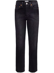 70's High-Rise Stovepipe Jeans - Washed Noir