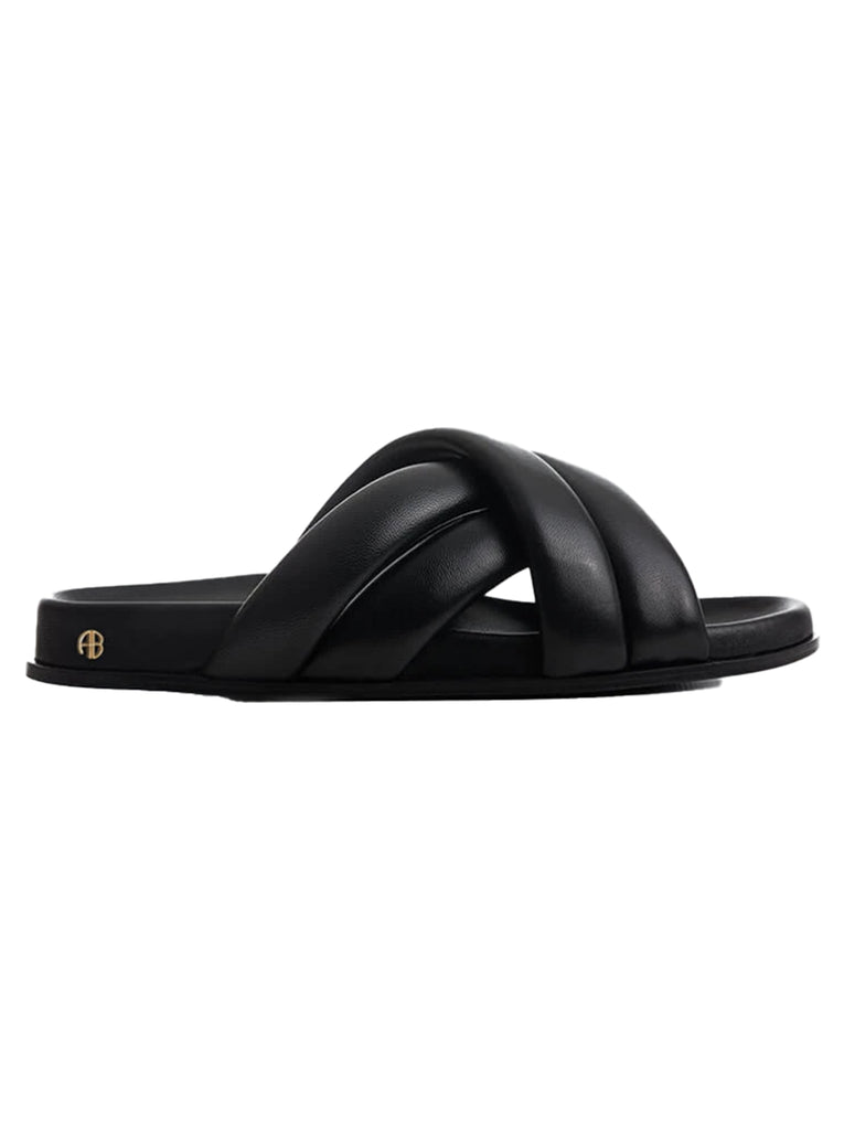 Anine Bing Lizzie Leather Slides Black Shop Label