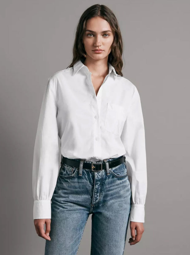 Maxine Button Down Cotton Shirt - White