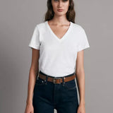 The Slub Vee Neck Tee - Bright White