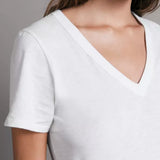The Slub Vee Neck Tee - Bright White
