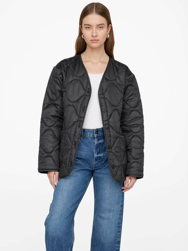 Andy Quilted Bomber Jacket - Black
