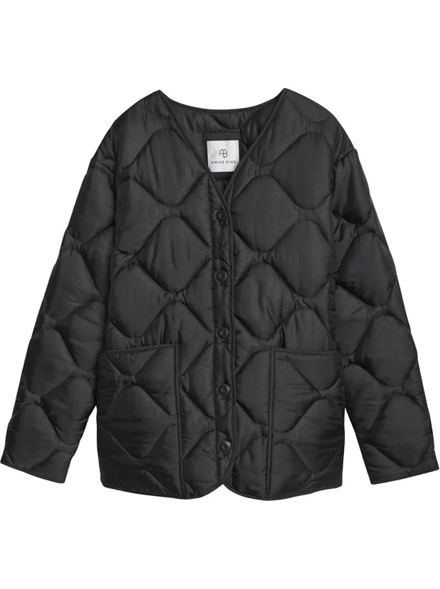 Andy Quilted Bomber Jacket - Black