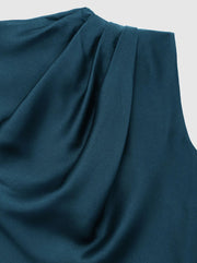 Samantha Silk Midi Dress - Steel Blue