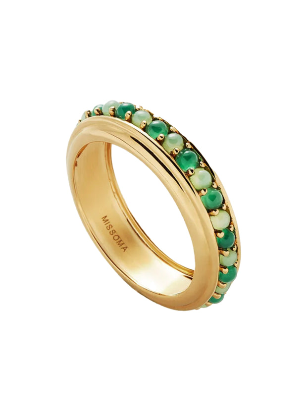 Hot Rox Ring Green Gemstone - Gold / Green Onyx / Chalcedony