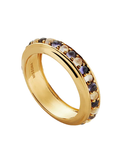 Hot Rox Ring Blue Gemstone - Gold / Rainbow Moonstone / Iolite