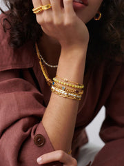 Jelly Heart Bracelet Multi Gemstone Charm  - Gold / Multi