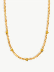 Jelly Heart Necklace Mango Gemstone Charm - Gold / Mango Chalcedony