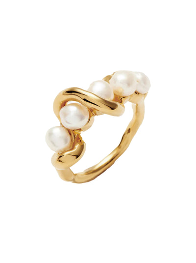 Molten Twisted Ring - Gold / Pearl