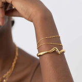 Molten Wave Cuff Bracelet - Gold