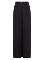 Circa High-Waisted Linen Pants - Black