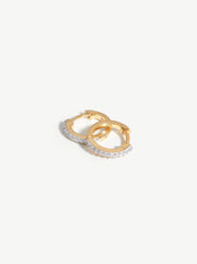 Classic Pave Round Huggie Earrings - Gold / Clear Stone