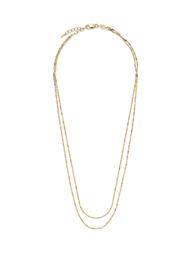 Savi Vintage Link Double Chain Necklace - Gold